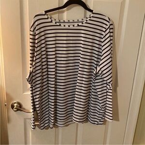 Lands' End Navy and White Striped Shirt 3X